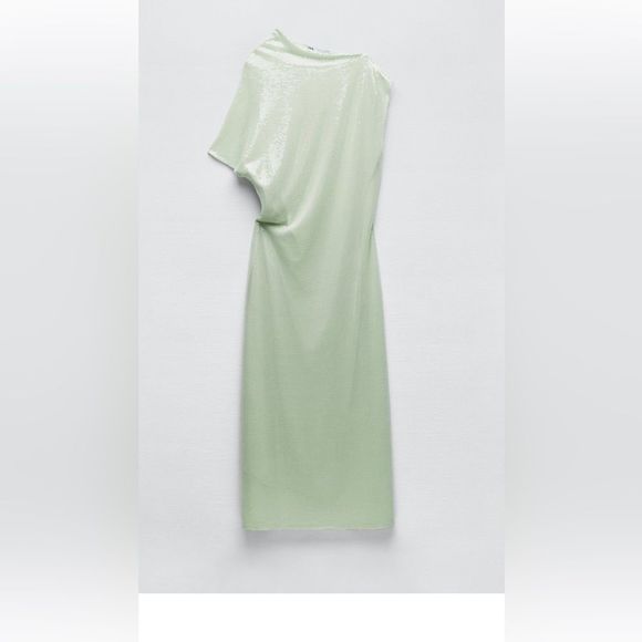 ZARA SEQUIN ASYMMETRIC KNIT DRESS LIMITED EDITION Maxi Formal - Picture 6 of 11